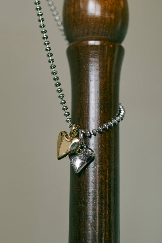 GOLDY metal twins heart necklace
