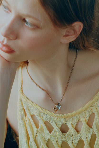 GOLDY metal twins heart necklace