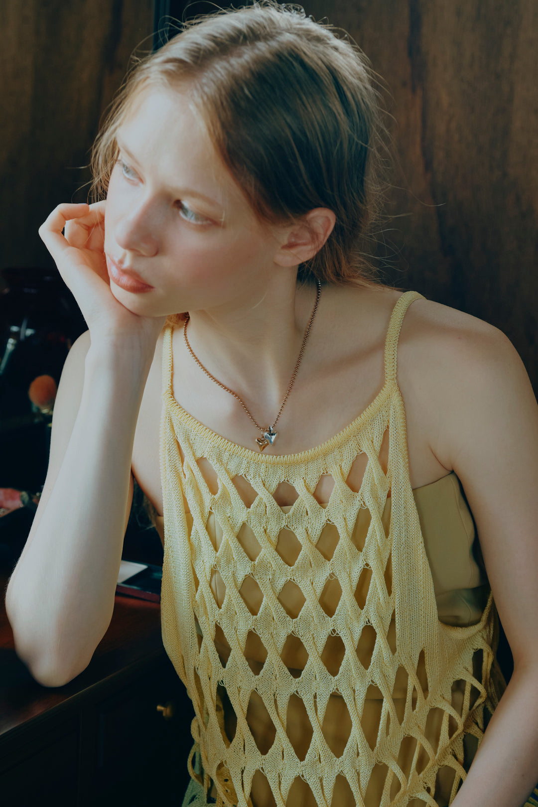 GOLDY metal twins heart necklace