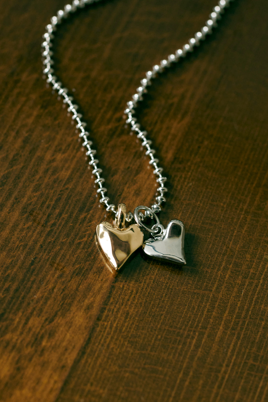 GOLDY metal twins heart necklace