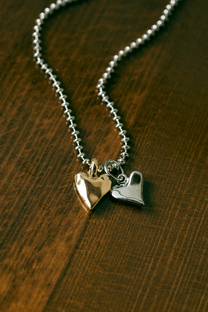 GOLDY metal twins heart necklace
