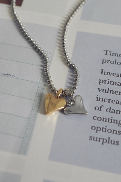 GOLDY metal twins heart necklace