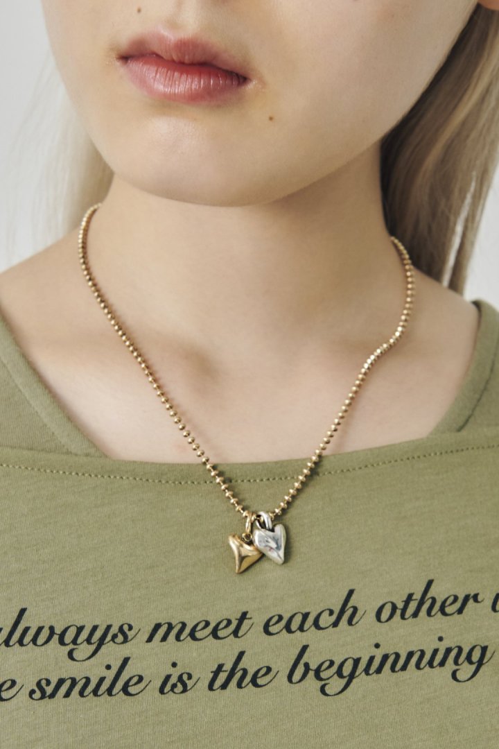 GOLDY metal twins heart necklace