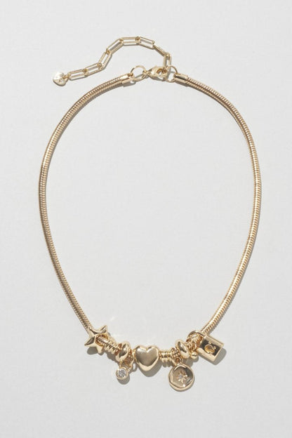 GOLDY mixed motif snake chain necklace