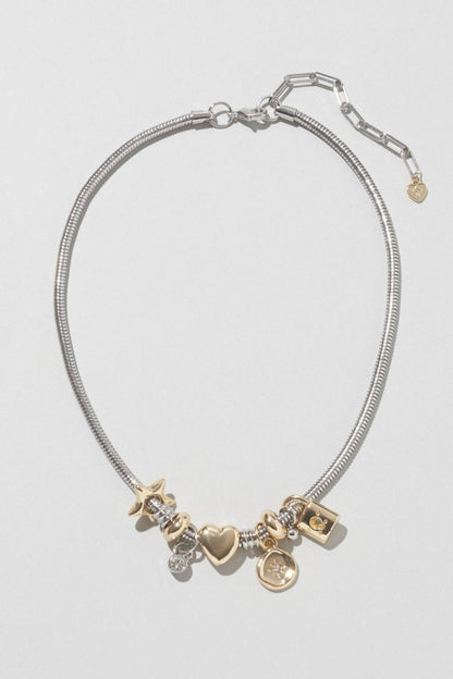 GOLDY mixed motif snake chain necklace