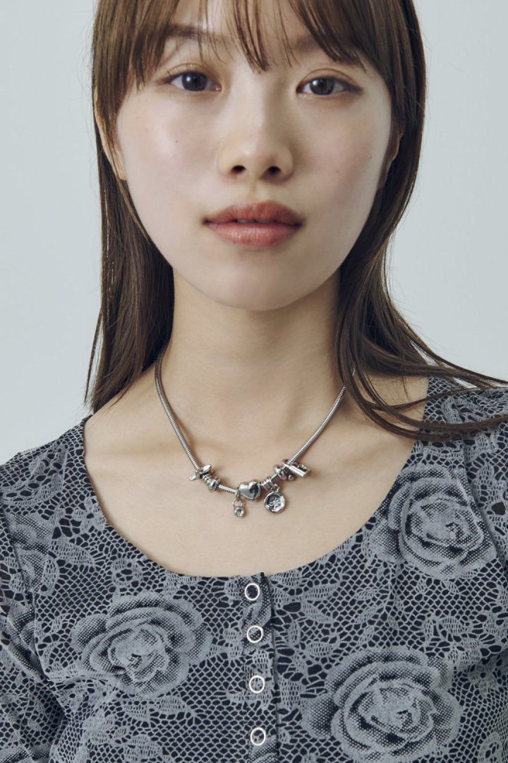 GOLDY mixed motif snake chain necklace