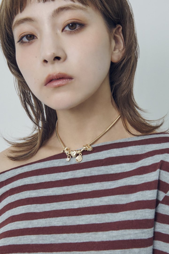 GOLDY mixed motif snake chain necklace
