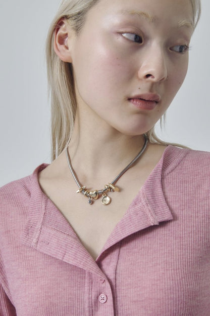 GOLDY mixed motif snake chain necklace