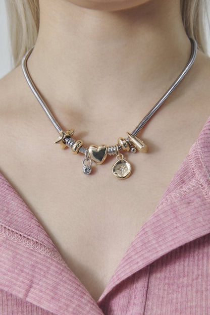 GOLDY mixed motif snake chain necklace