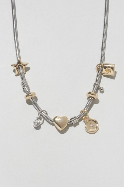 GOLDY mixed motif snake chain necklace