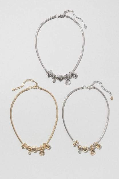 GOLDY mixed motif snake chain necklace