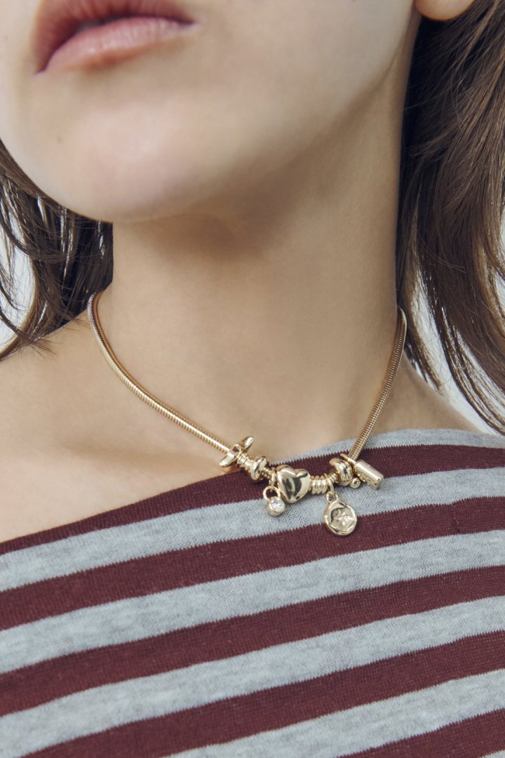 GOLDY mixed motif snake chain necklace