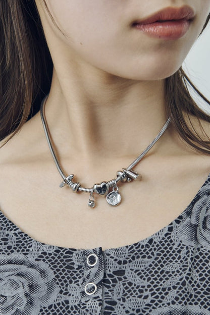 GOLDY mixed motif snake chain necklace