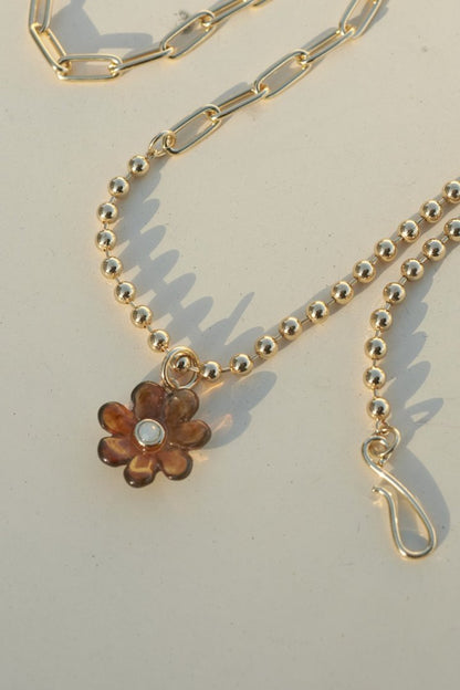 GOLDY puffy bloom multiway necklace - brown