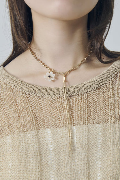 GOLDY puffy bloom multiway necklace - ivory