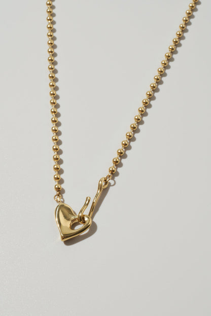 GOLDY ハート フック × ボール チェーン ステンレス ネックレス - Image 3