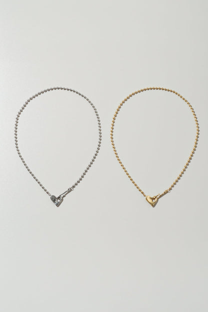 GOLDY ハート フック × ボール チェーン ステンレス ネックレス - Image 13