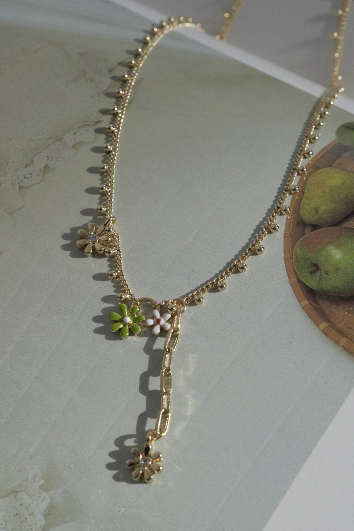 GOLDY カラー ブルーム ネックレス - ゴールド×イエロー