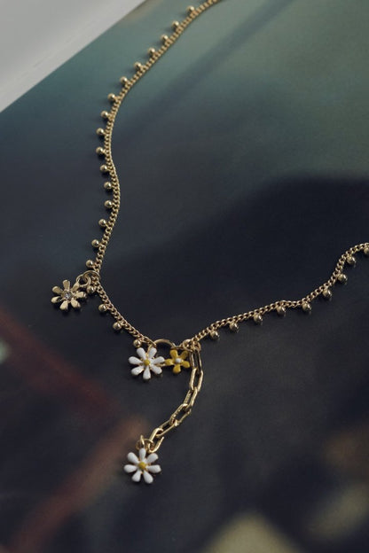 GOLDY カラー ブルーム ネックレス - ゴールド×グリーン