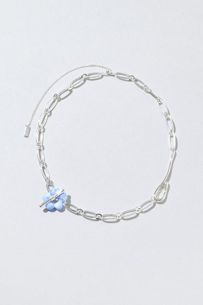 GOLDY glass flower chain necklace - blue