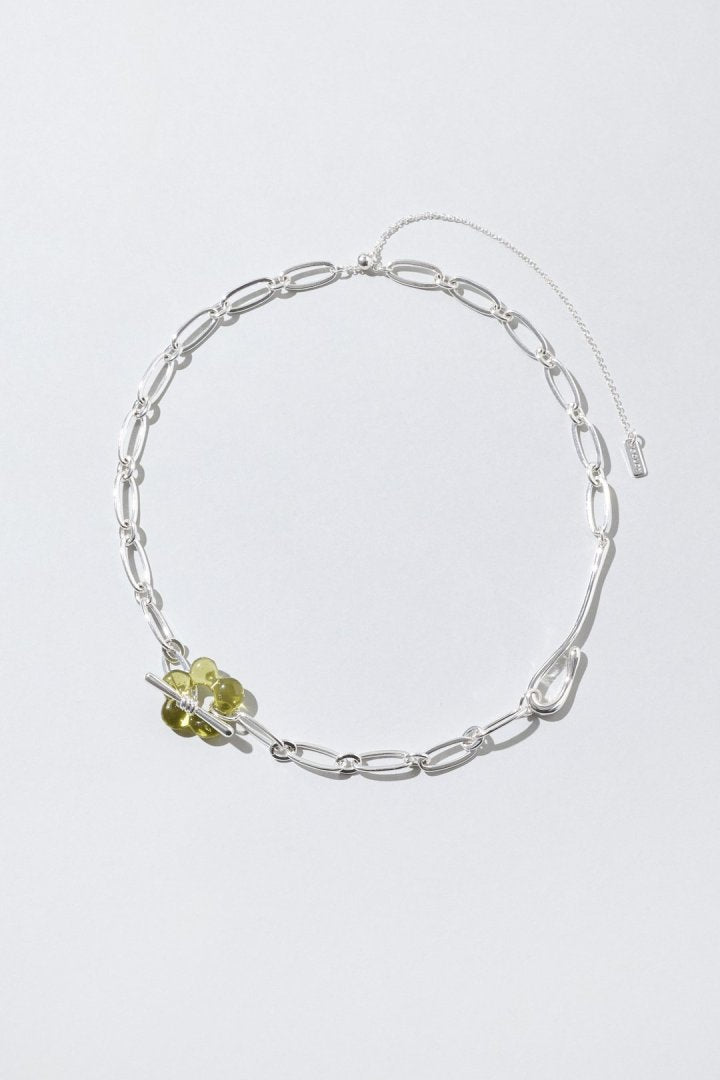 GOLDY glass flower chain necklace - green