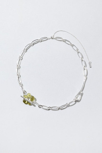 GOLDY glass flower chain necklace - green