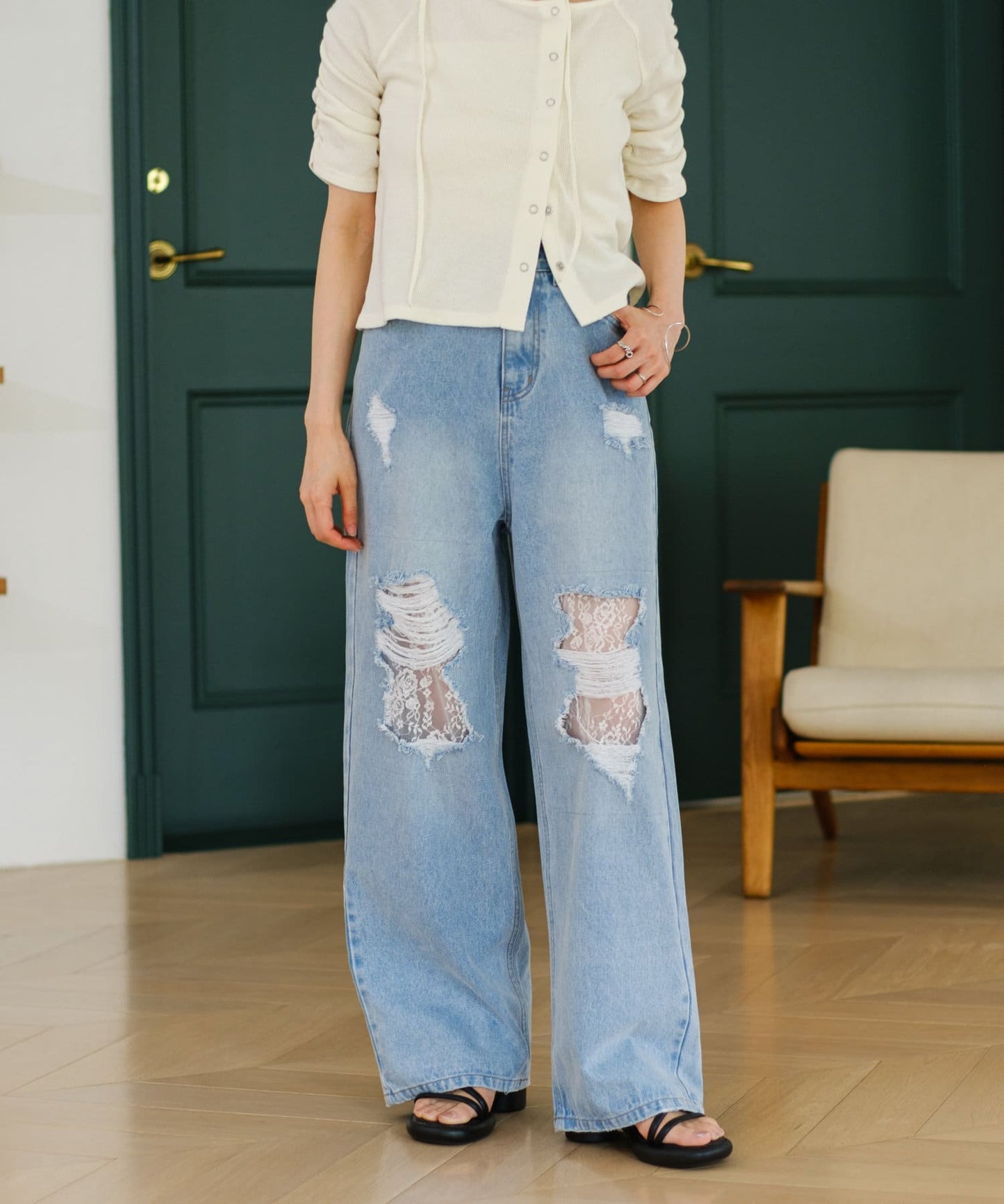 [大人氣] Kastane Lace Denim