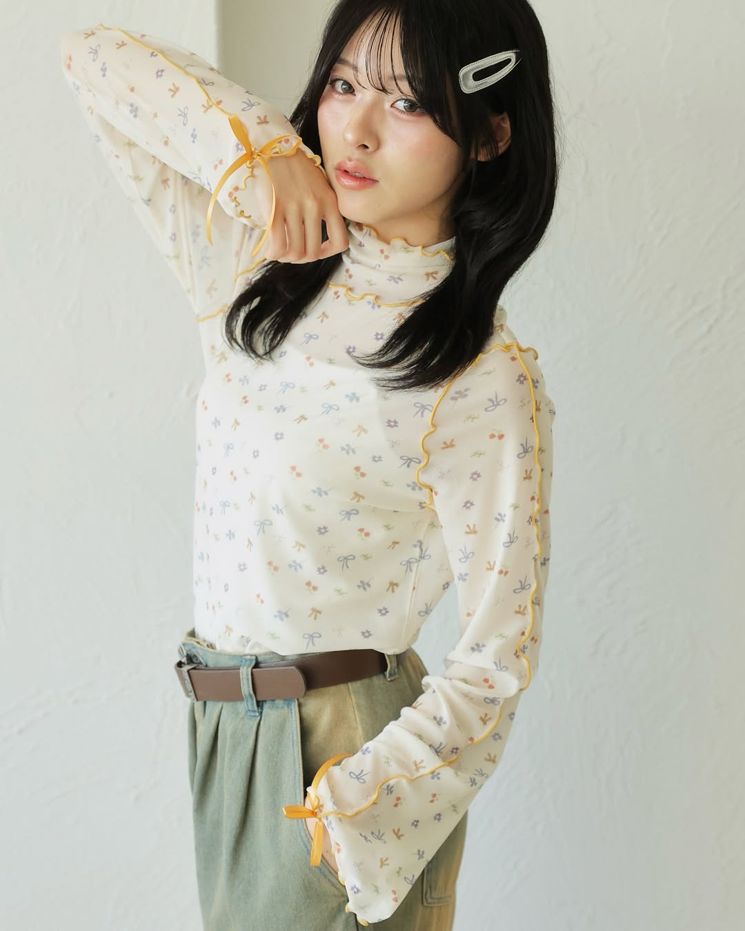 Kutir Ribbon高領sheer top