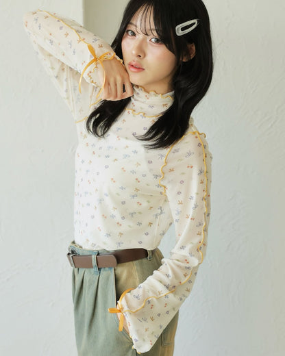 Kutir Ribbon高領sheer top