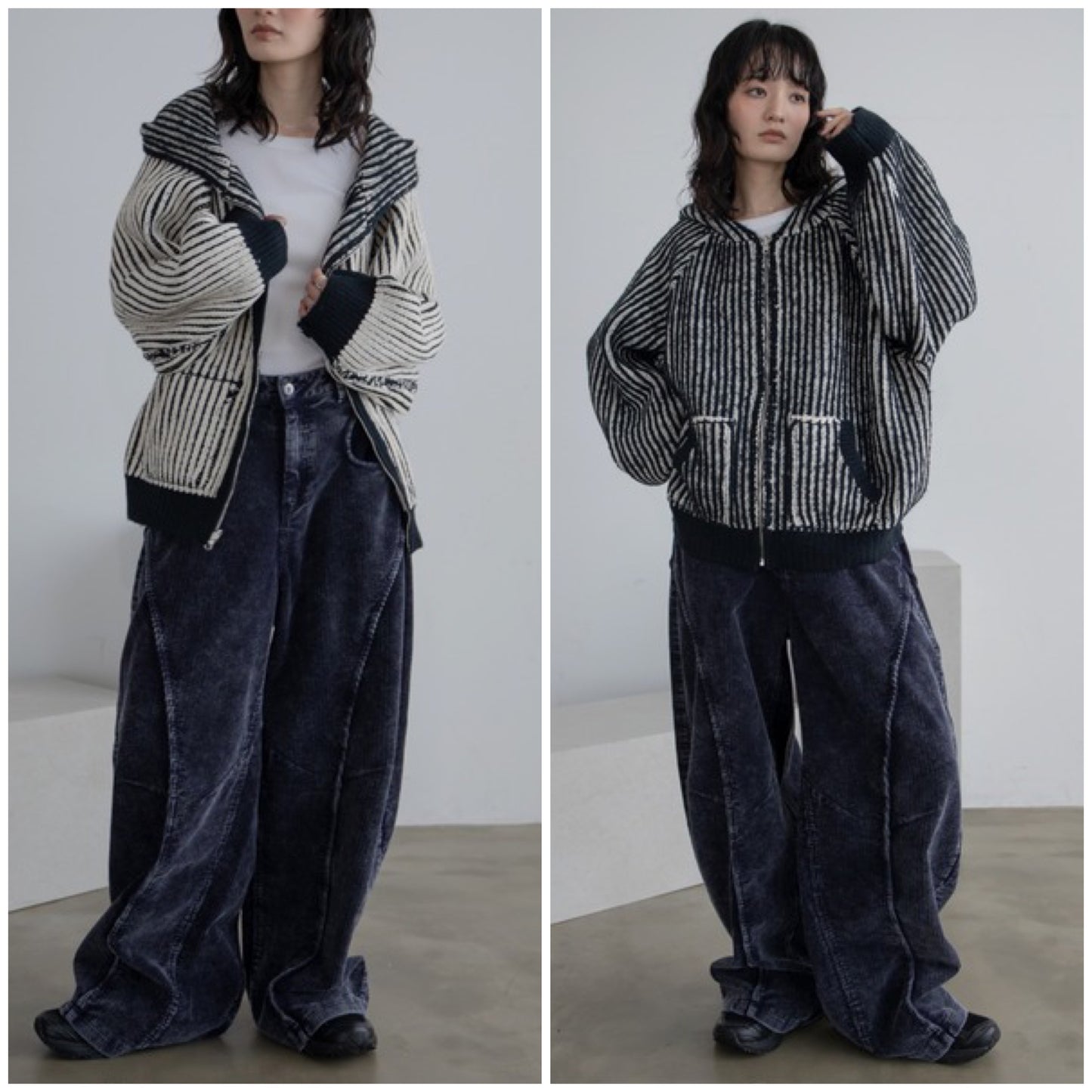 Vacancy 雙面可穿羅紋拉鍊連帽衫