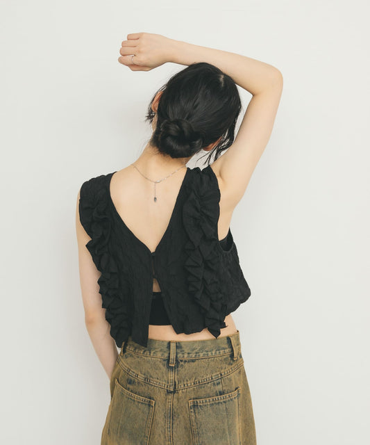 KBF 2WAY 荷葉邊無袖上衣