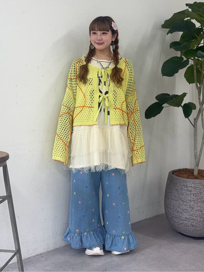 HELLO.SANFRANCISCO Wavy Mesh Ribbon Cardigan - Image 35