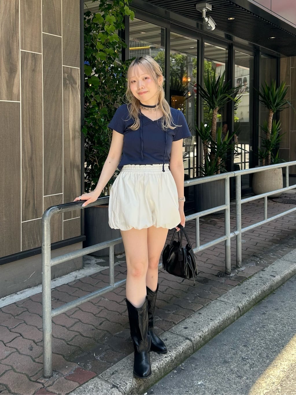 Kastane 羅紋V領Tee + Choker - Image 61