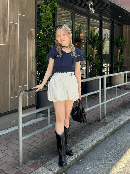 Kastane 羅紋V領Tee + Choker - Image 61