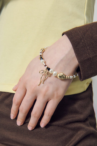 GOLDY multi bead bangle [BLACK/BROWN]