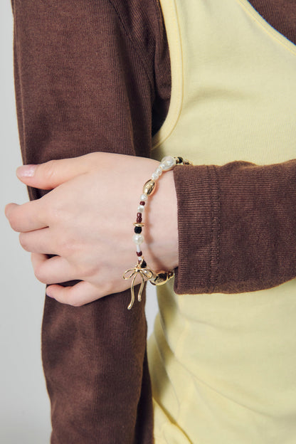 GOLDY multi bead bangle [BLACK/BROWN]