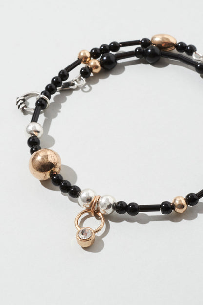 GOLDY multi bead bangle [BLACK/BROWN]