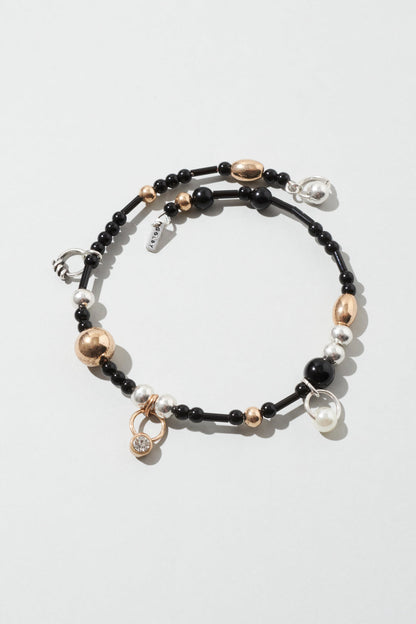 GOLDY multi bead bangle [BLACK/BROWN]