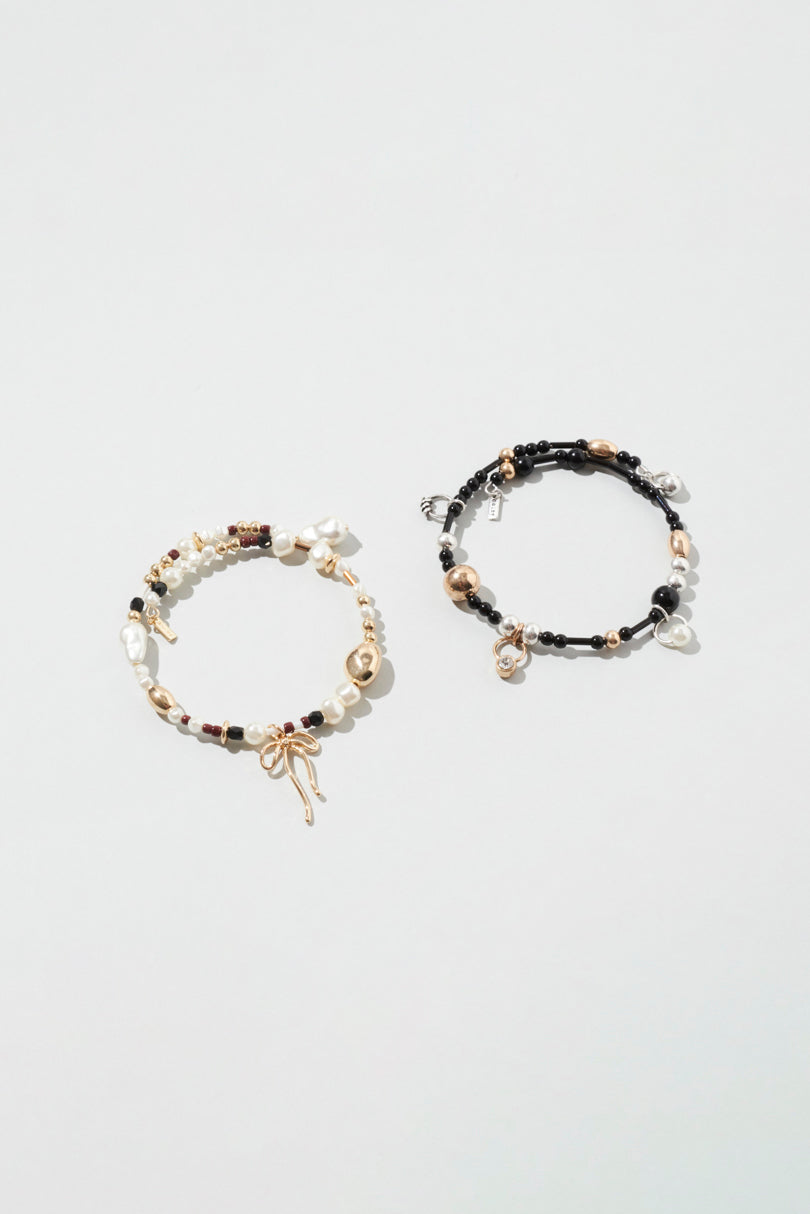 GOLDY multi bead bangle [BLACK/BROWN]