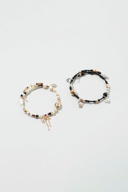 GOLDY multi bead bangle [BLACK/BROWN]