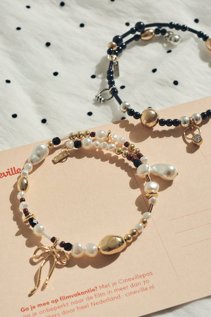 GOLDY multi bead bangle [BLACK/BROWN]