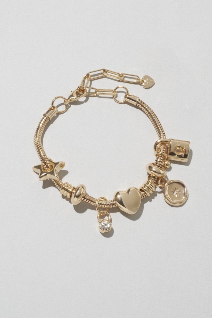 GOLDY Mixed Motif Snake Chain Bracelet