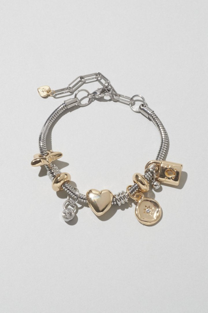 GOLDY Mixed Motif Snake Chain Bracelet