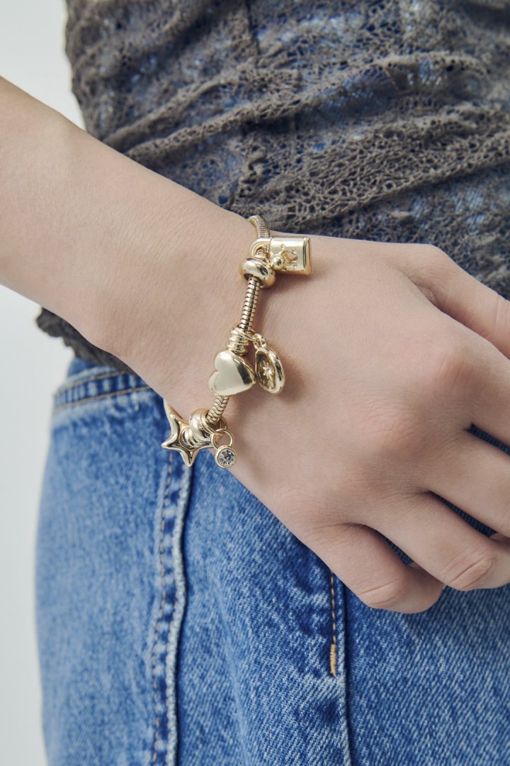 GOLDY Mixed Motif Snake Chain Bracelet