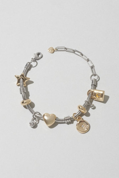 GOLDY Mixed Motif Snake Chain Bracelet