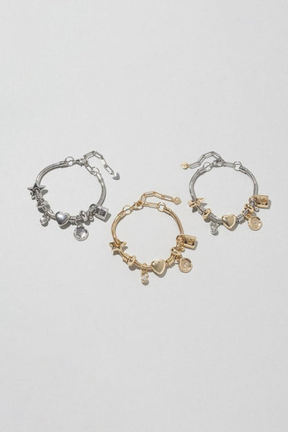 GOLDY Mixed Motif Snake Chain Bracelet