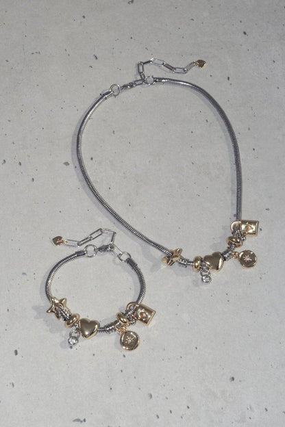 GOLDY Mixed Motif Snake Chain Bracelet