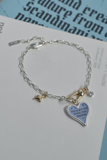 GOLDY color heart message bracelet - blue