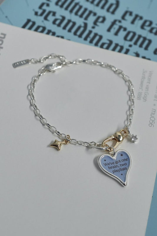 GOLDY color heart message bracelet - blue