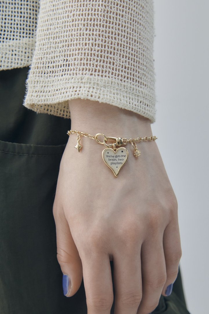 GOLDY color heart message bracelet - ivory